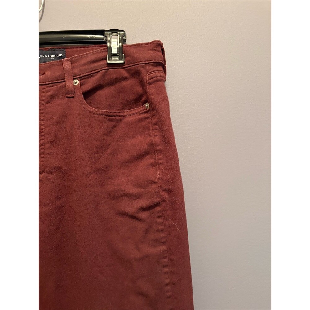 Lucky Brand Zoe Jeans Womens Size 14 Burgundy High Rise Straight Leg 32 - Picture 3 of 11